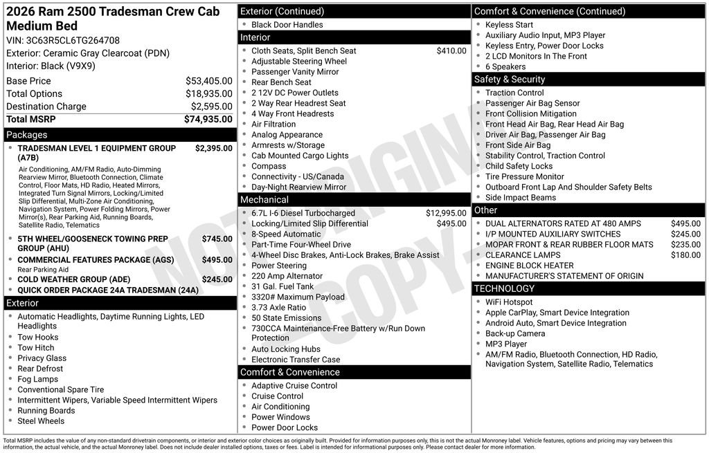 New 2026 Ceramic Gray Clear-Coat Exterior Paint RAM Tradesman image 29