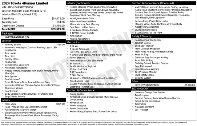 Certified Used 2024 Black Toyota Limited image 36