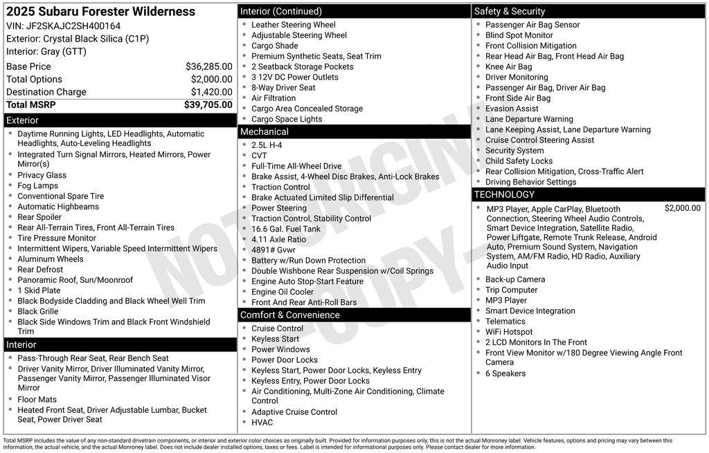 Used 2025 Black Subaru Wilderness image 35