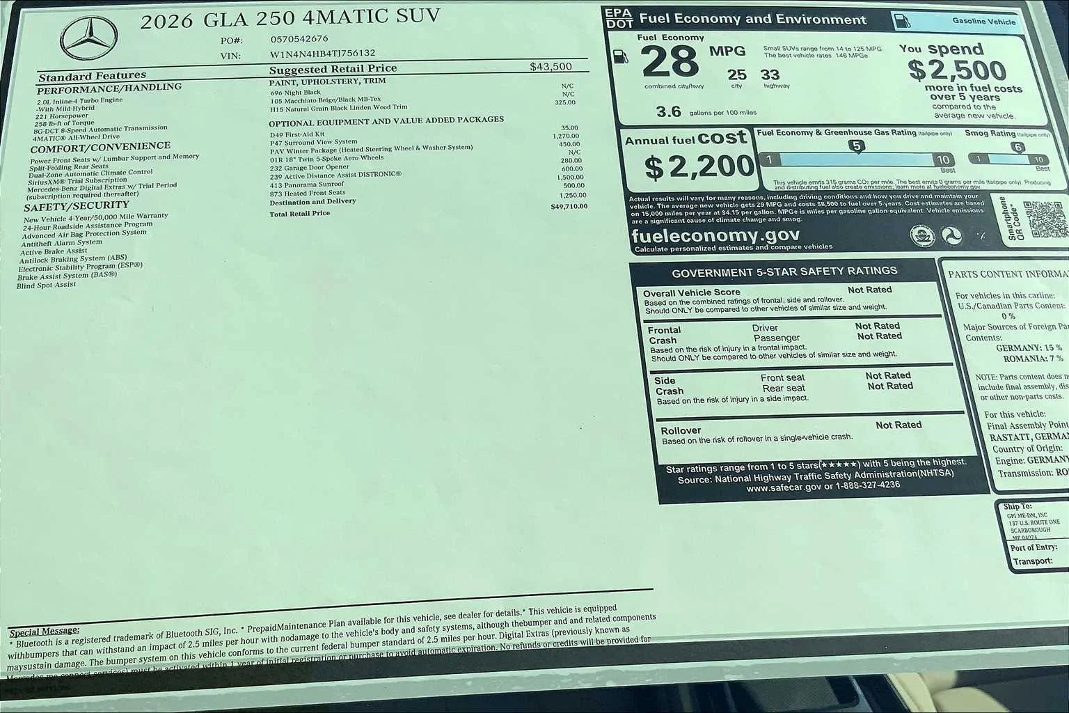 Certified Used 2026 Night Black Mercedes-Benz GLA 250 image 26