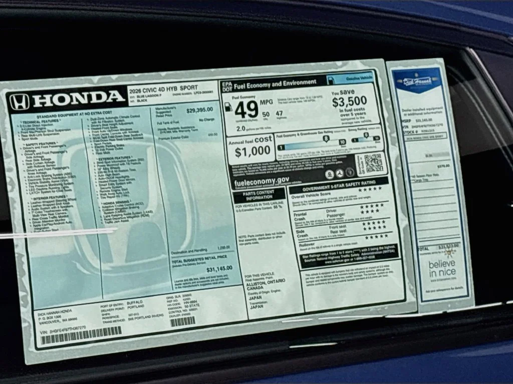 New 2026 Blue Lagoon Pearl Honda Sport image 24