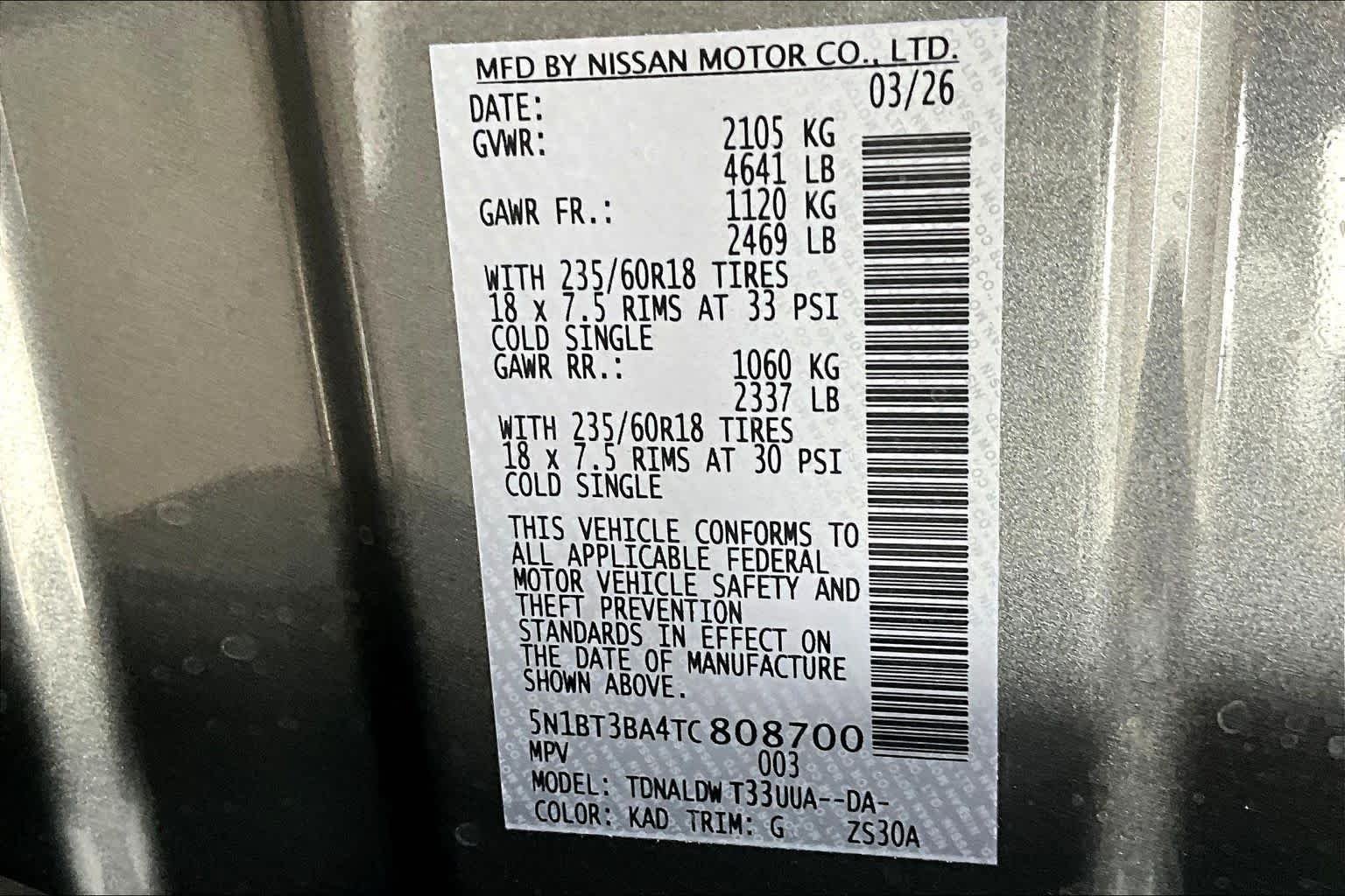New 2026 Gun Metallic Nissan SV image 14