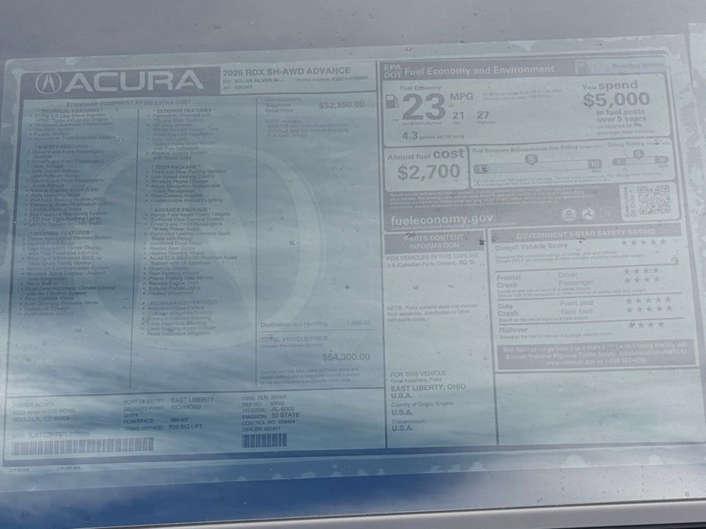 New 2026 Solar Silver Metallic Acura Advance Package image 28