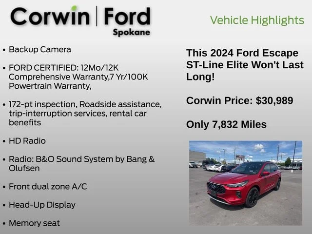 Used 2024 Rapid Red Metallic Tinted Clearcoat Ford ST-Line Elite image 12
