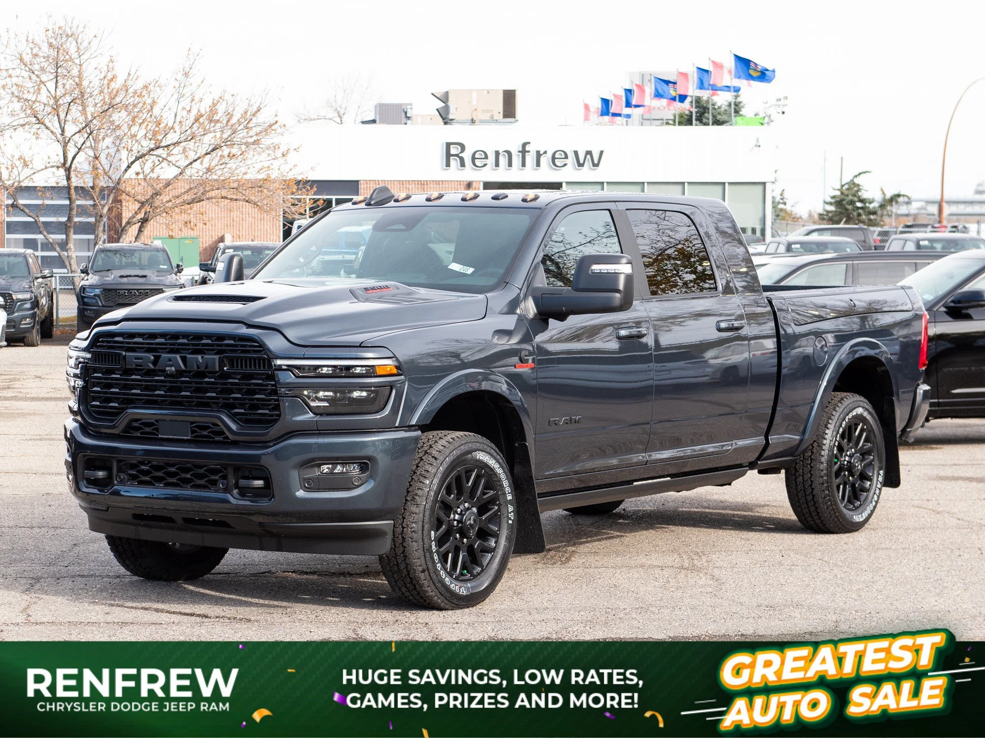 New 2027 Blue RAM Limited Night* Mega Cab 4x4, Sunroof, Passenger Screen, Level 1 Equip Group image 1