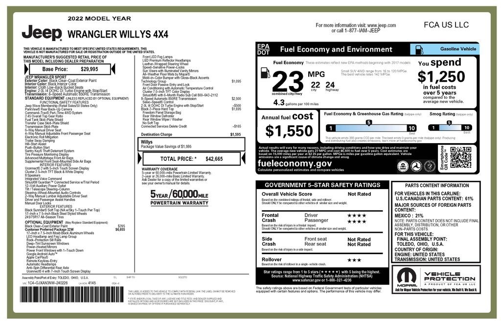 Certified Used 2022 Black Jeep Willys image 5
