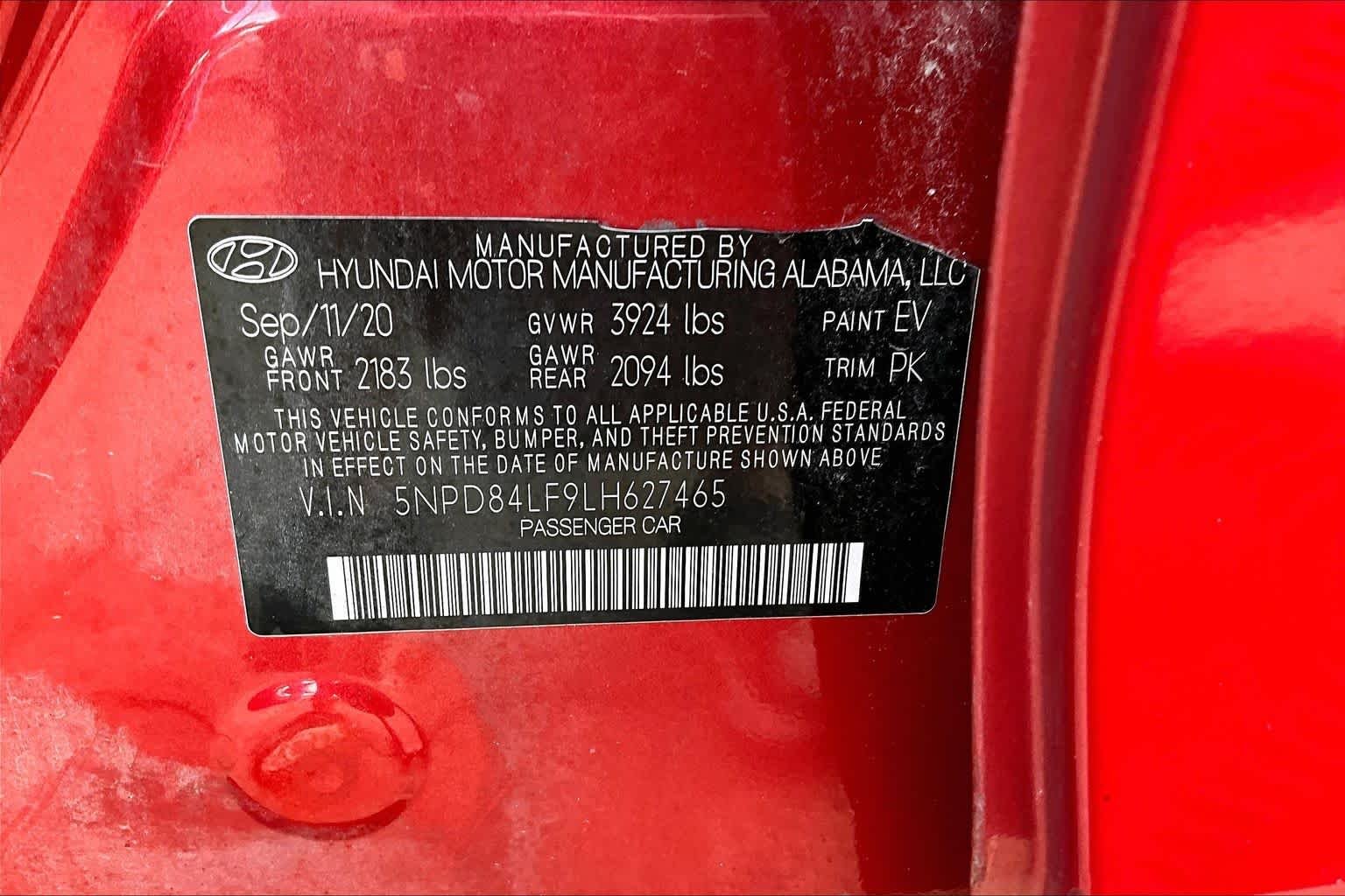 Used 2020 Calypso Red Hyundai SEL image 33