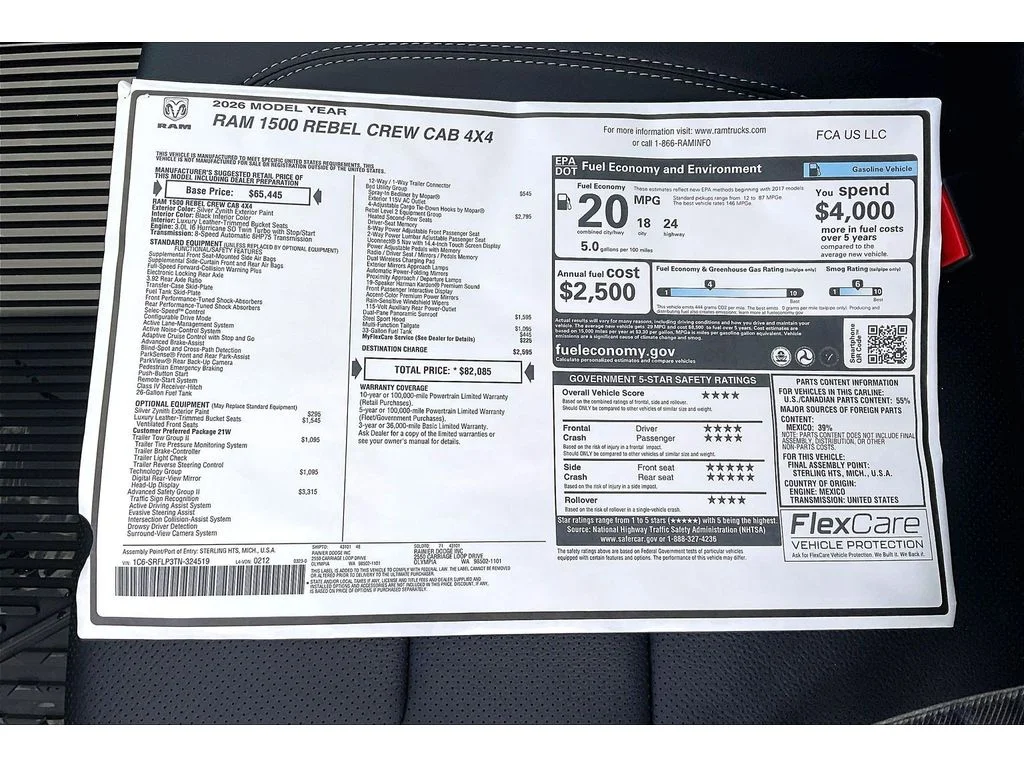 New 2026 Silver Zynith Exterior Paint RAM Rebel L2 w/Adv Safety II image 14