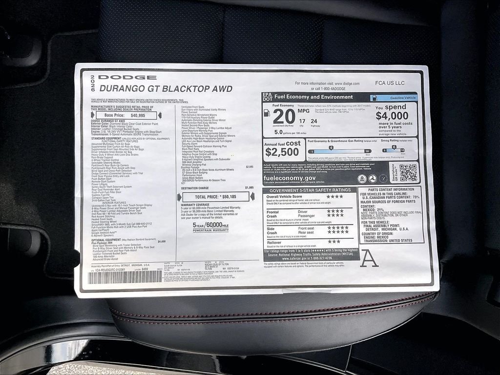 New 2026 Diamond Black Clear-Coat Exterior Paint Dodge GT Plus image 17