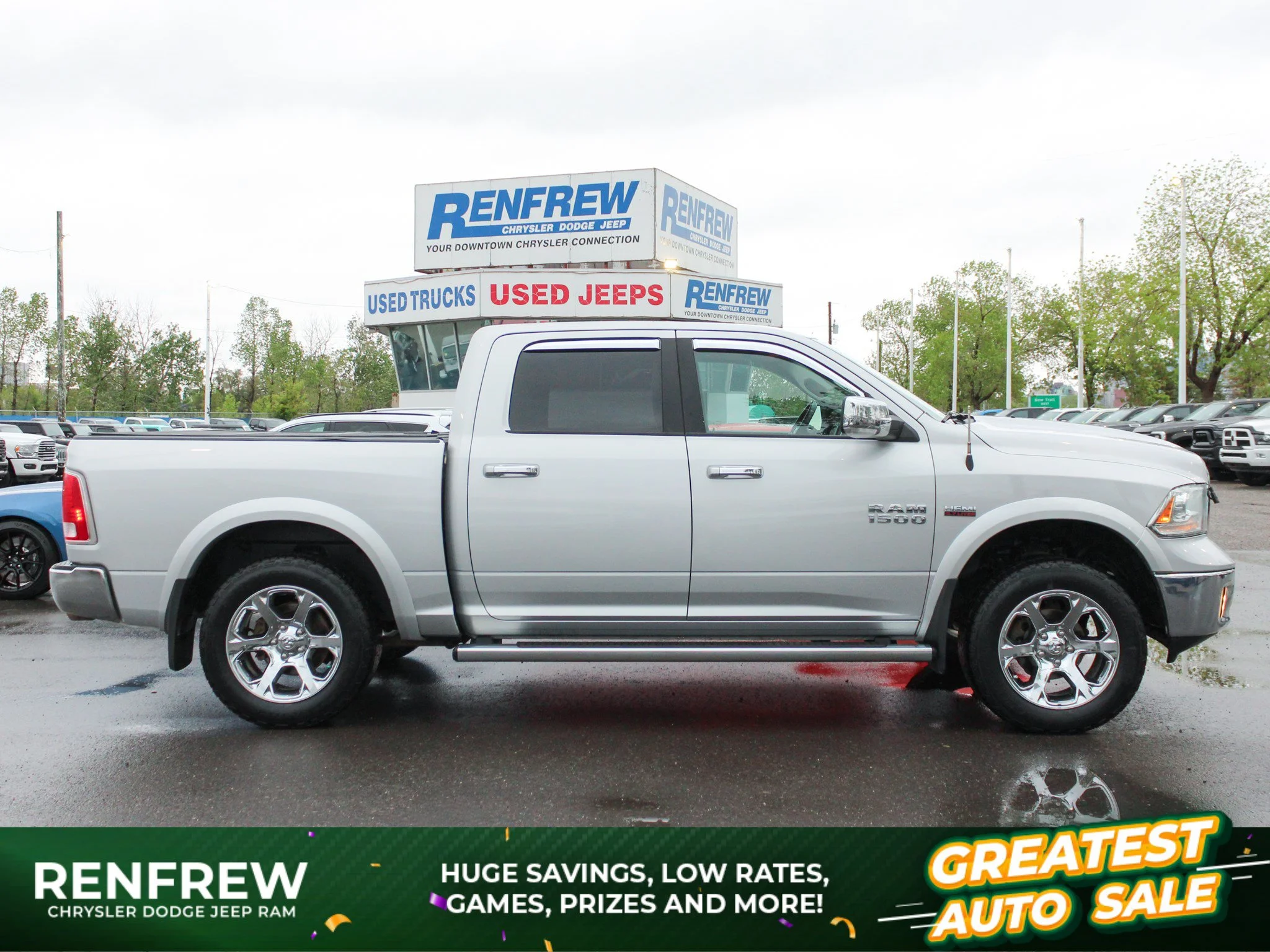 Used 2018 Silver RAM Laramie* Crew Cab 4x4 | 5.7L HEMI V8 | 3M PPF | Alpine | Apple CarPlay | Heated Seats | Sunroof | image 1
