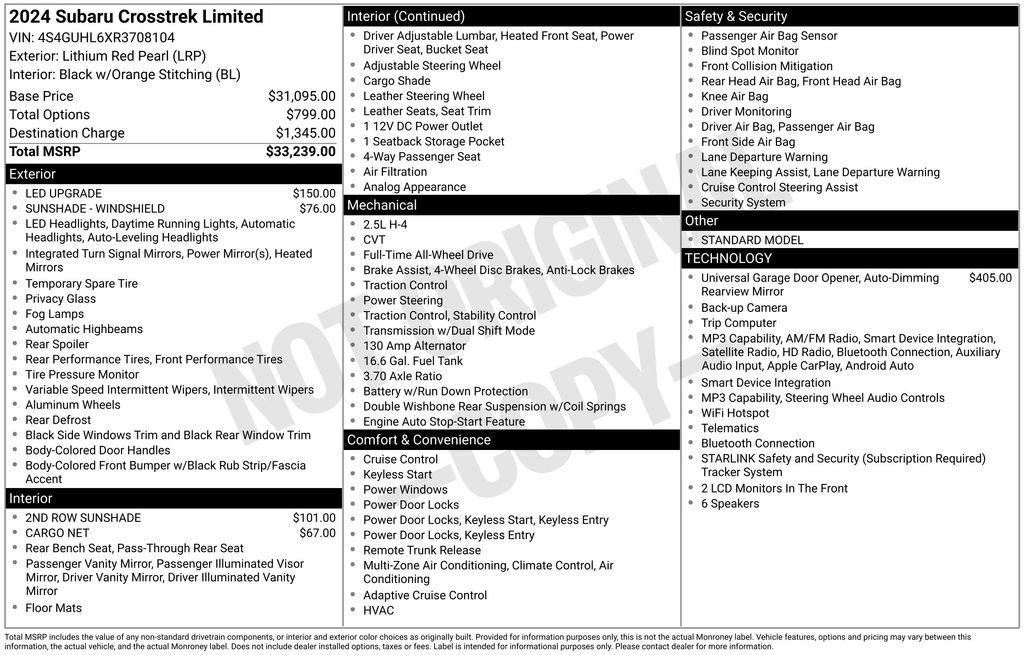 Used 2024 Red Subaru Limited image 2