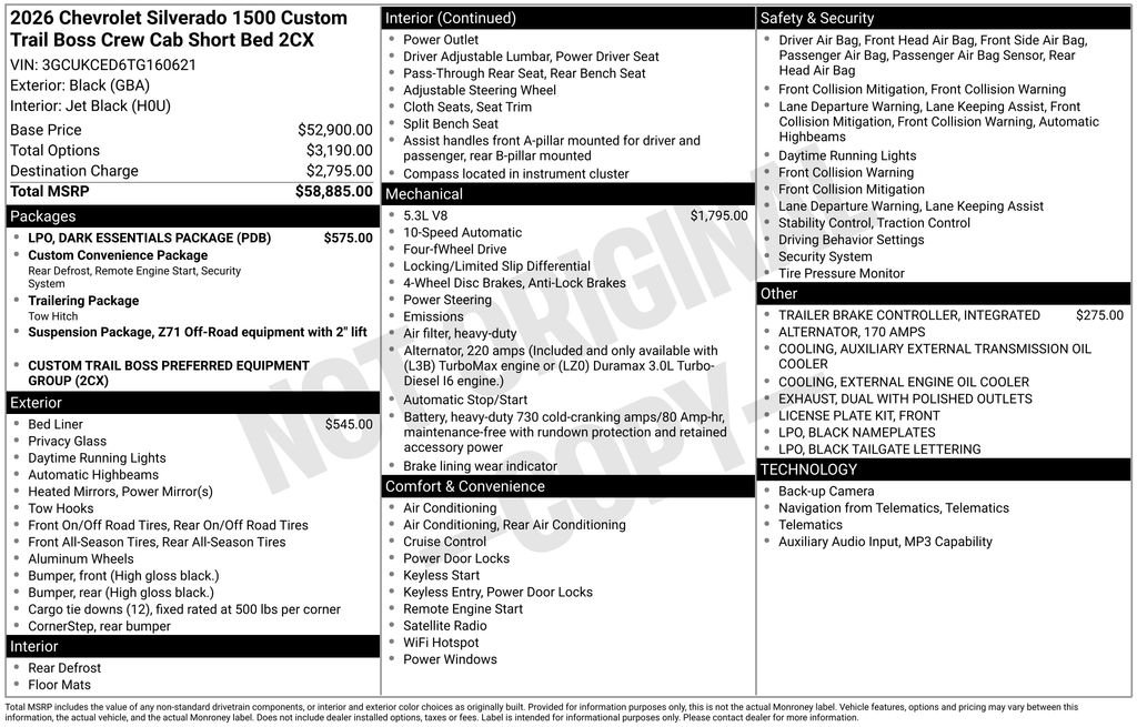 Certified Used 2026 Black Chevrolet Custom Trail Boss image 26