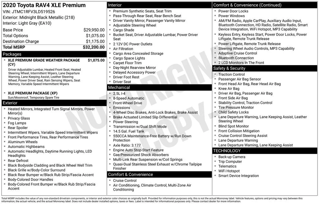 Used 2020 Black Toyota XLE Premium image 2