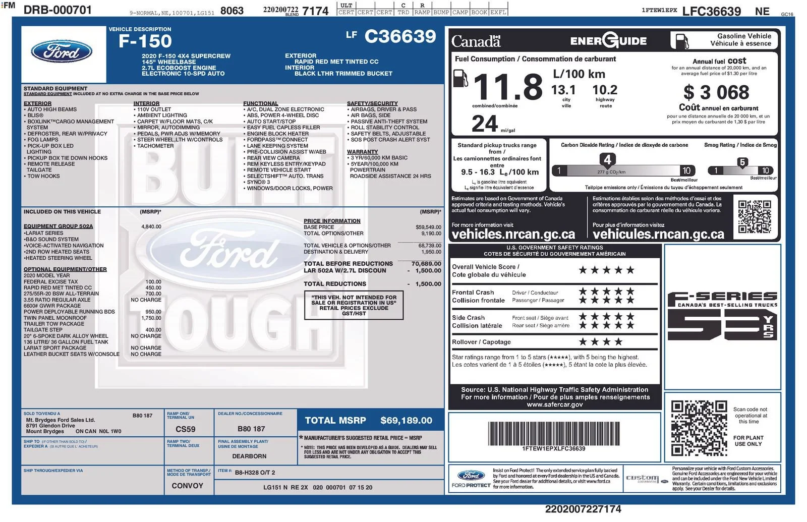 Used 2020 Ford F-150 Lariat with VIN 1FTEW1EPXLFC36639 for sale in Baxter, Minnesota