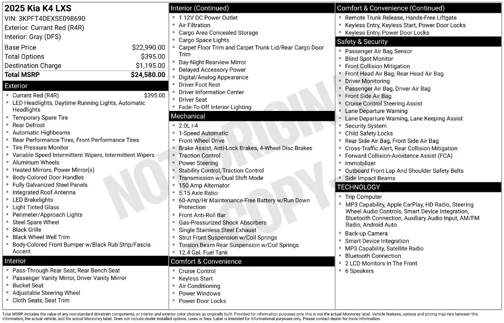 Used 2025 Red Kia LXS image 29