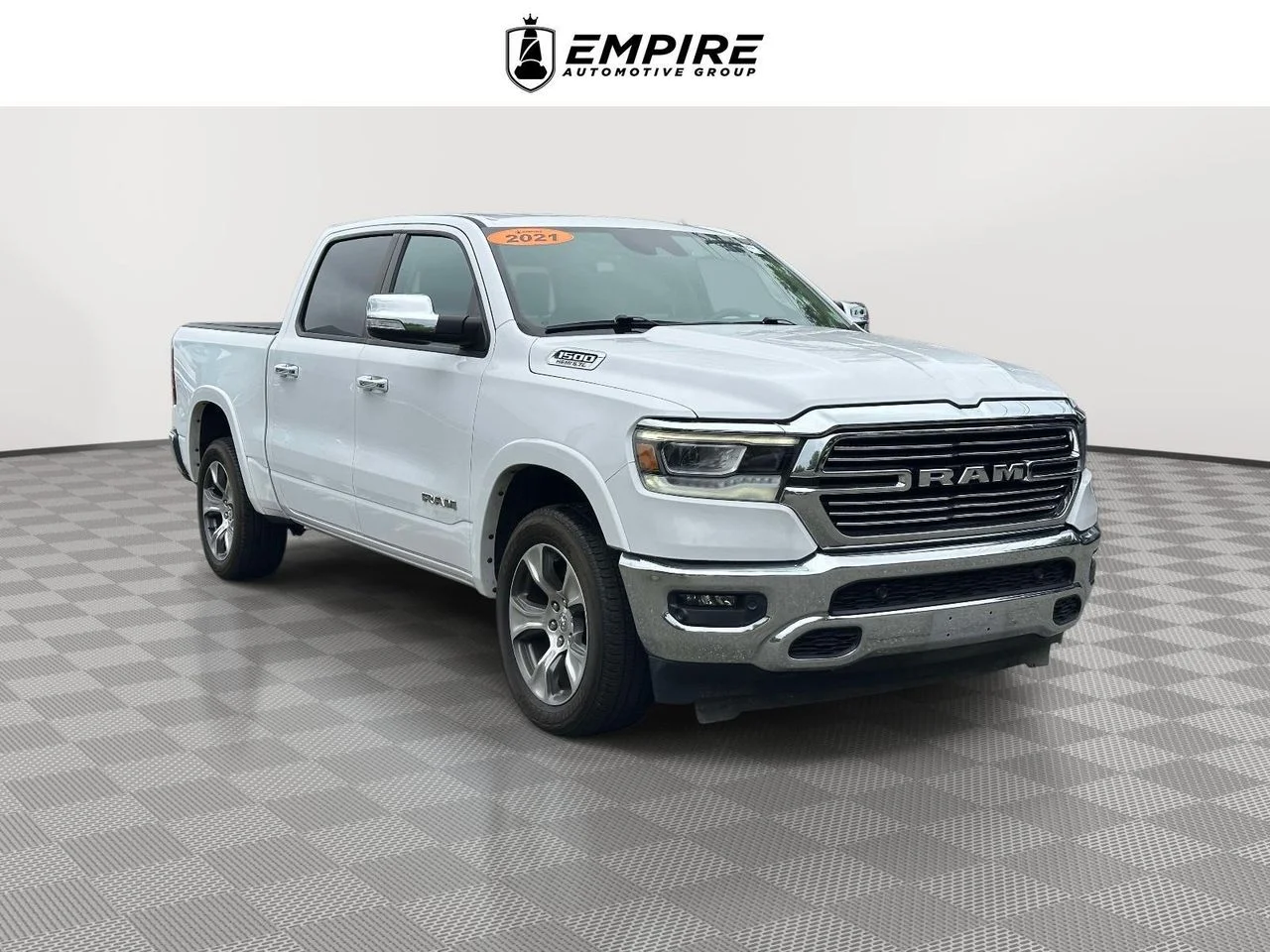 Used 2021 Bright White Clearcoat RAM Laramie Crew Cab 4x4 57