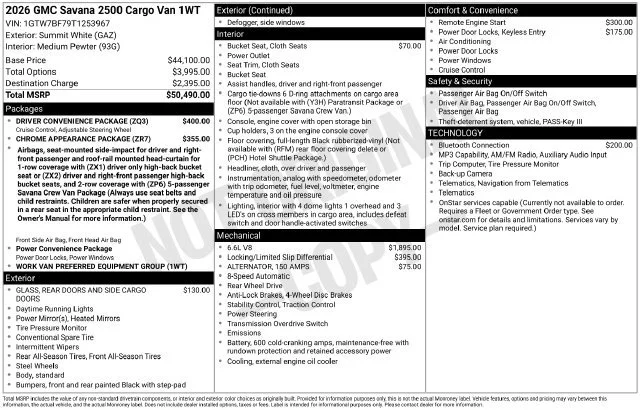 New 2026 Summit White GMC Work Van image 5
