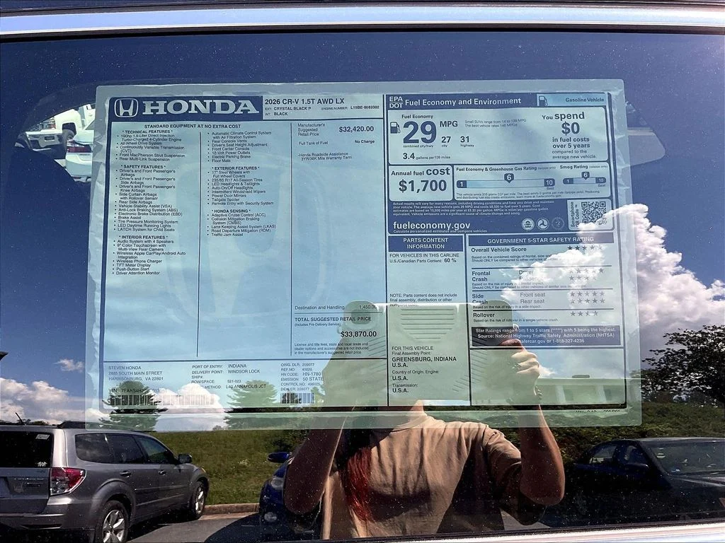 New 2026 Crystal Black Pearl Honda AWD LX image 30
