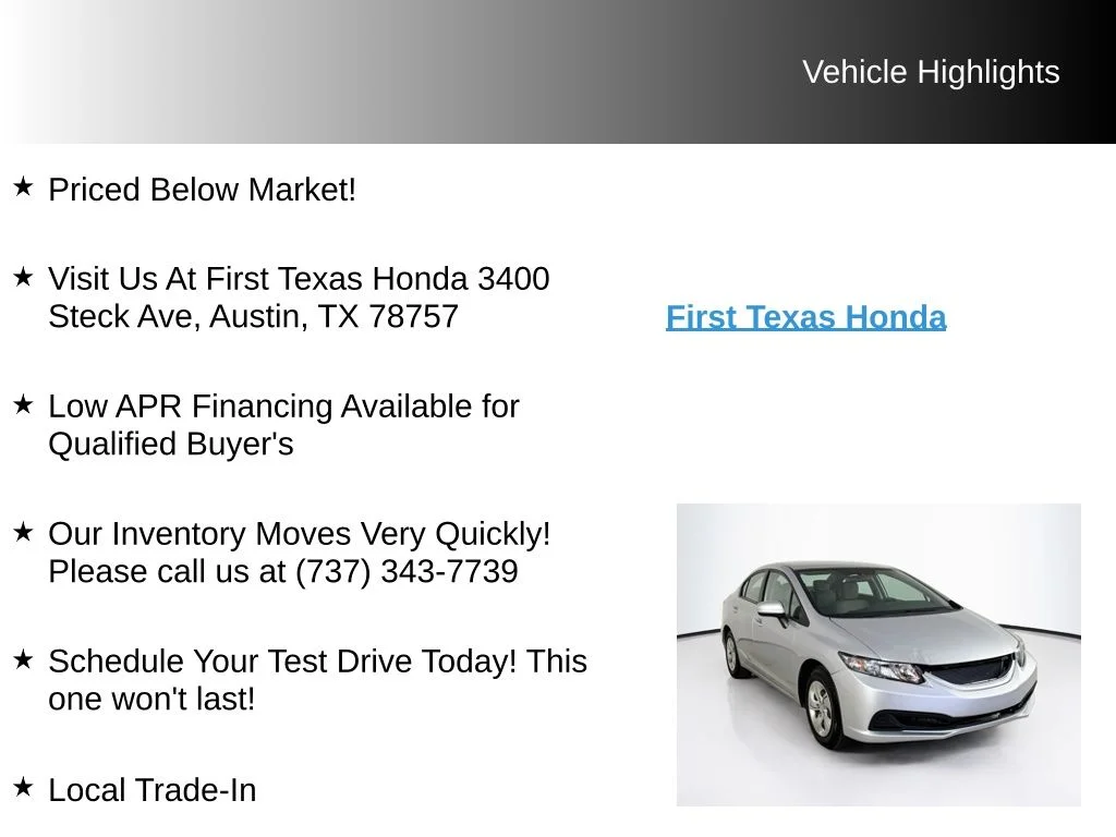 Used 2014 Alabaster Silver Metallic Honda LX image 9