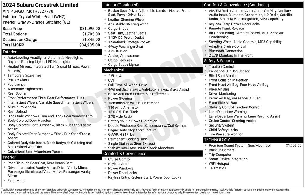 Used 2024 White Subaru Limited image 1