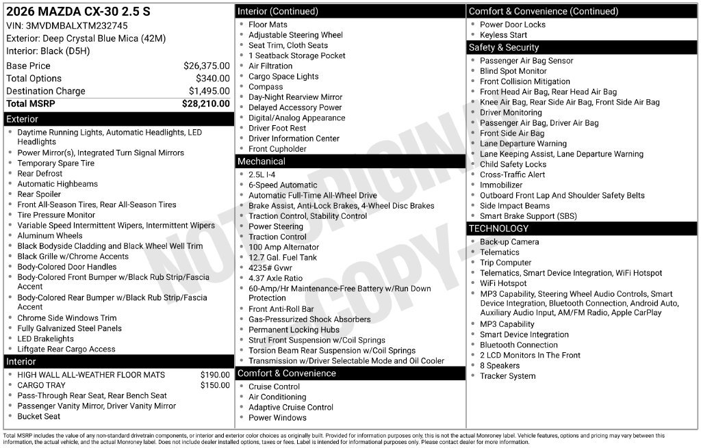 New 2026 Deep Crystal Blue Mica Mazda 2.5 S AWD image 3