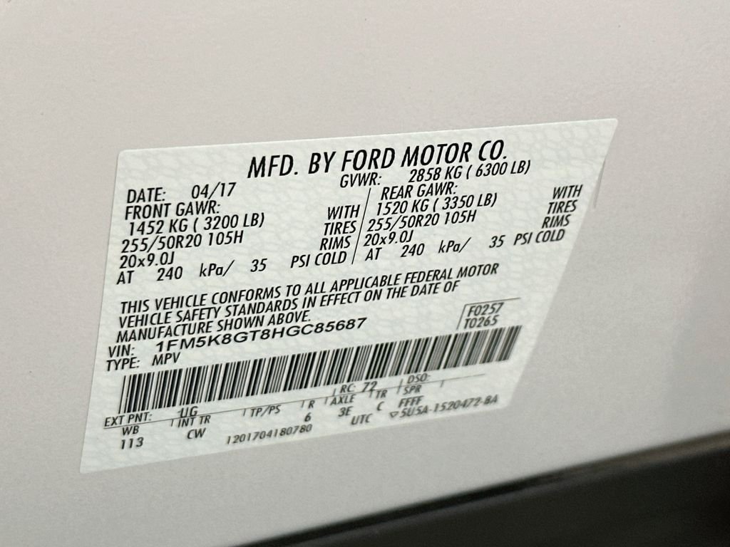 Used 2017 White Platinum Clearcoat Metallic Ford Sport image 34