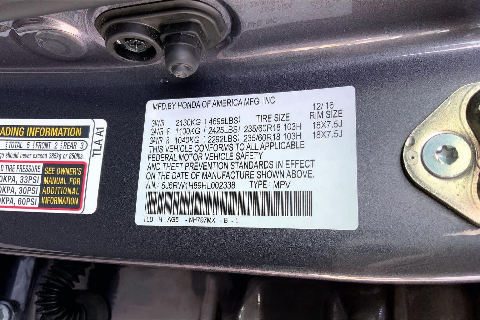 Used 2017 GRAY Honda EX-L image 34