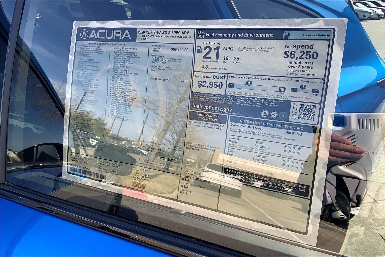 New 2026 Double Apex Blue Pearl Acura w/A-Spec Advance Package image 22