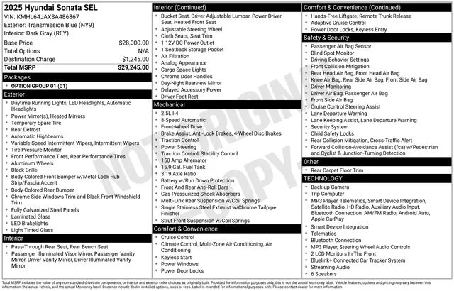 Used 2025 Blue Hyundai SEL image 7