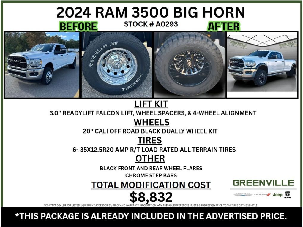 Used 2024 Bright White Clearcoat Ram Big Horn 6.7L Cummins 4X4 DRW Crew Cab image 2
