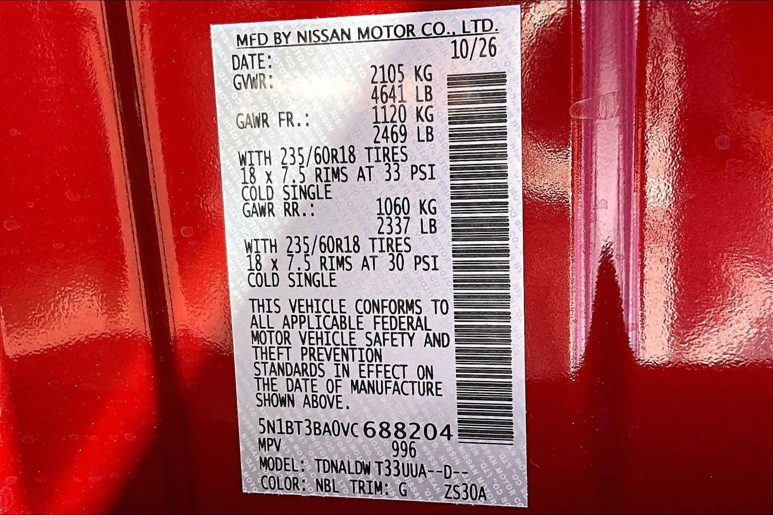 New 2027 Scarlet Ember Tintcoat Nissan SV image 18