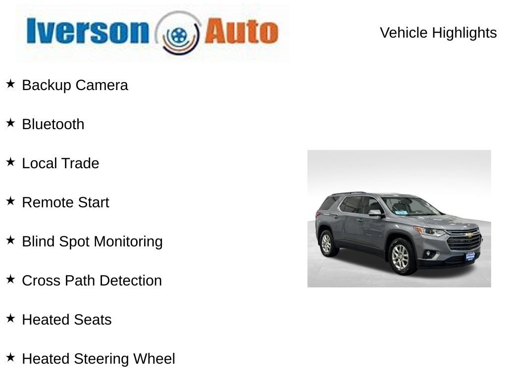 Used 2020 Chevrolet Traverse 1LT with VIN 1GNEVGKW1LJ193167 for sale in Huron, SD