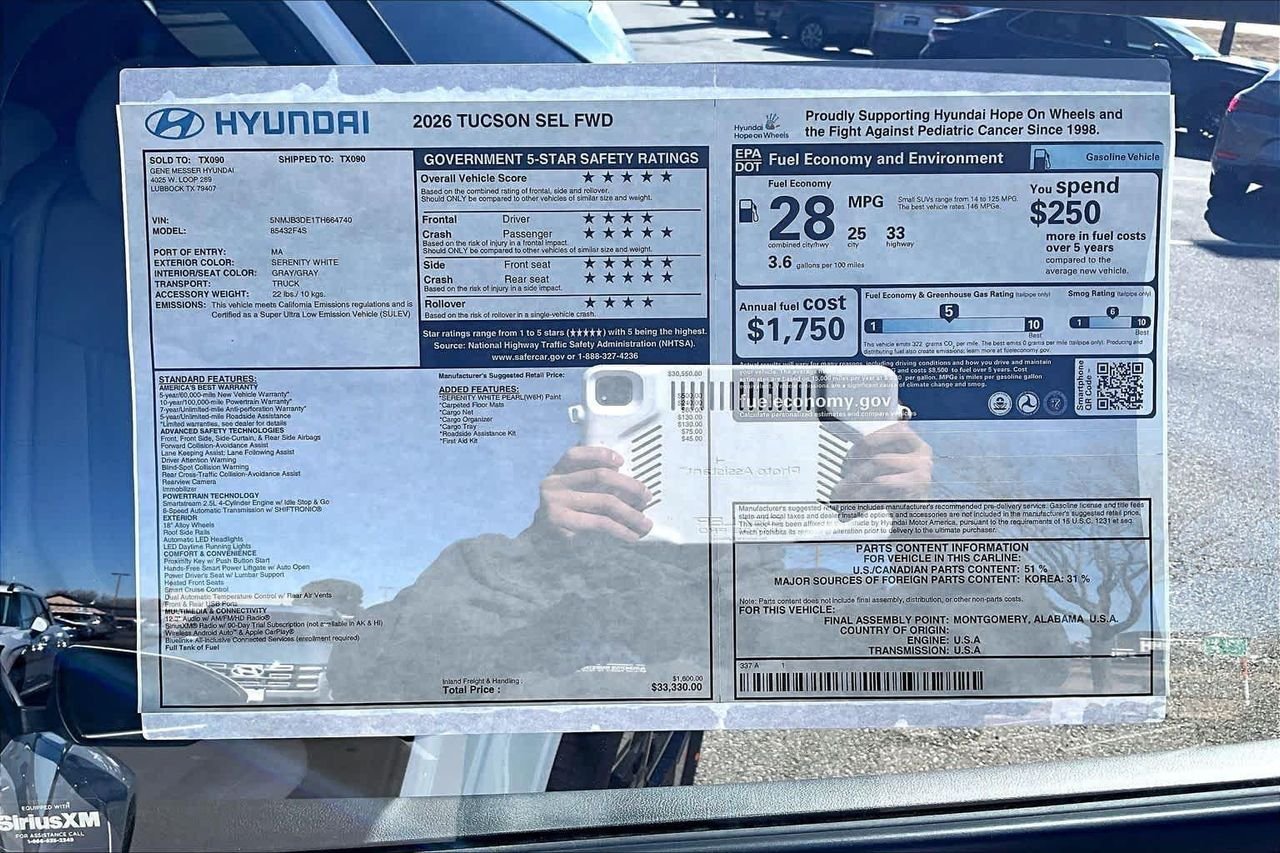 New 2026 Serenity White Pearl Hyundai SEL image 22