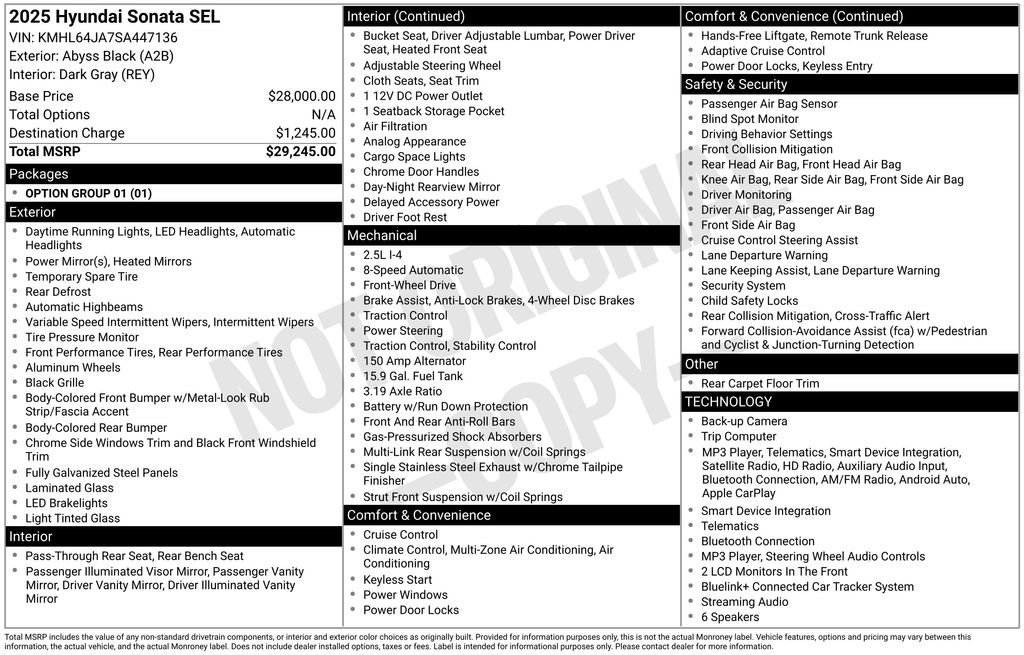Used 2025 Black Hyundai SEL image 1