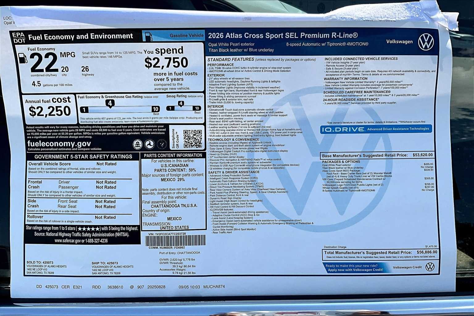 New 2026 Opal White Pearl Volkswagen 2.0T SEL Premium R-Line image 19