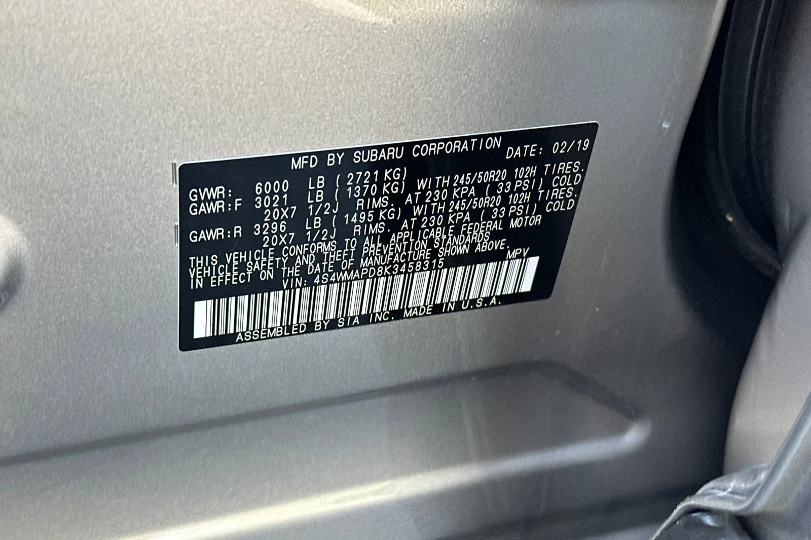 Used 2019 Tungsten Metallic Subaru Limited image 31