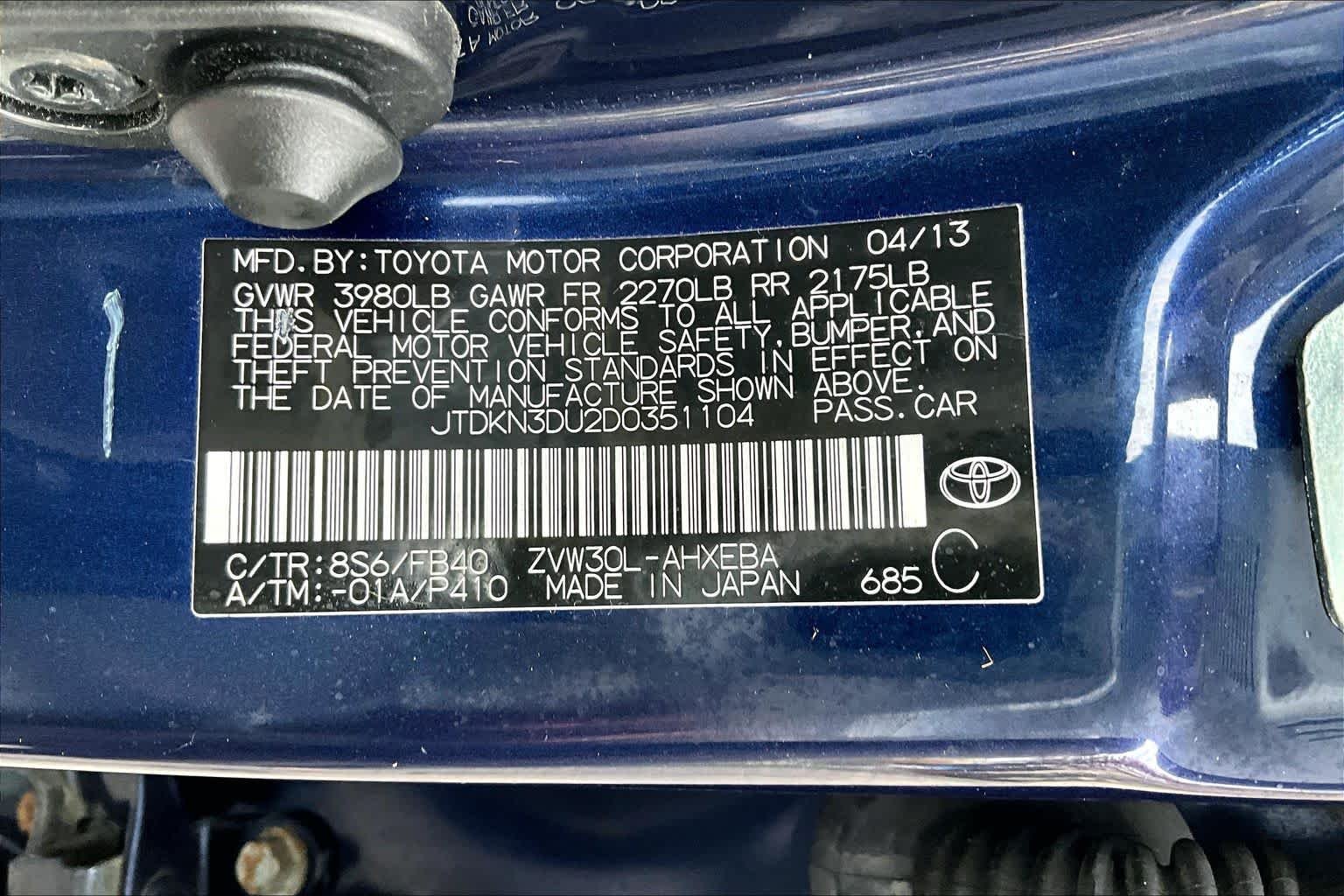 Used 2013 Nautical Blue Metallic Toyota Two image 36