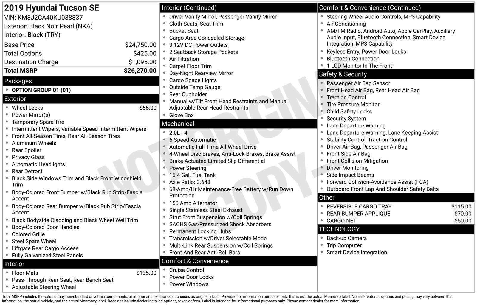 Used 2019 Black Hyundai SE image 6