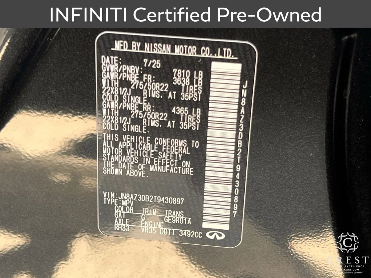 Certified Used 2026 Mineral Black INFINITI SPORT image 31