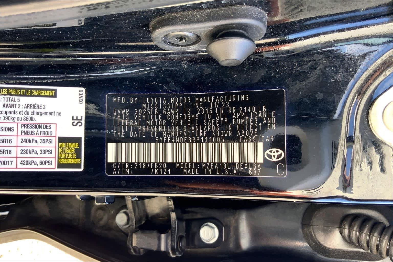 Used 2024 Midnight Black Metallic Toyota LE image 33