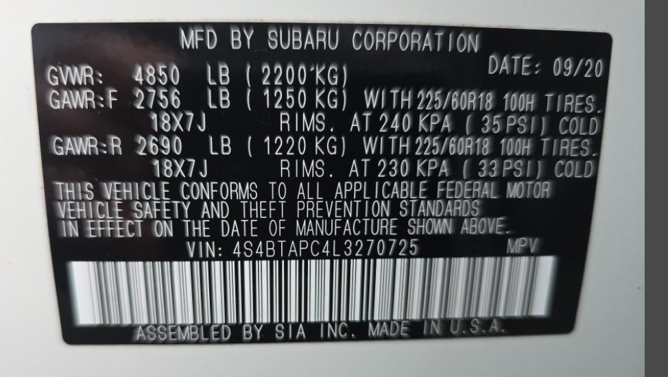 Used 2020 White Subaru Touring image 25