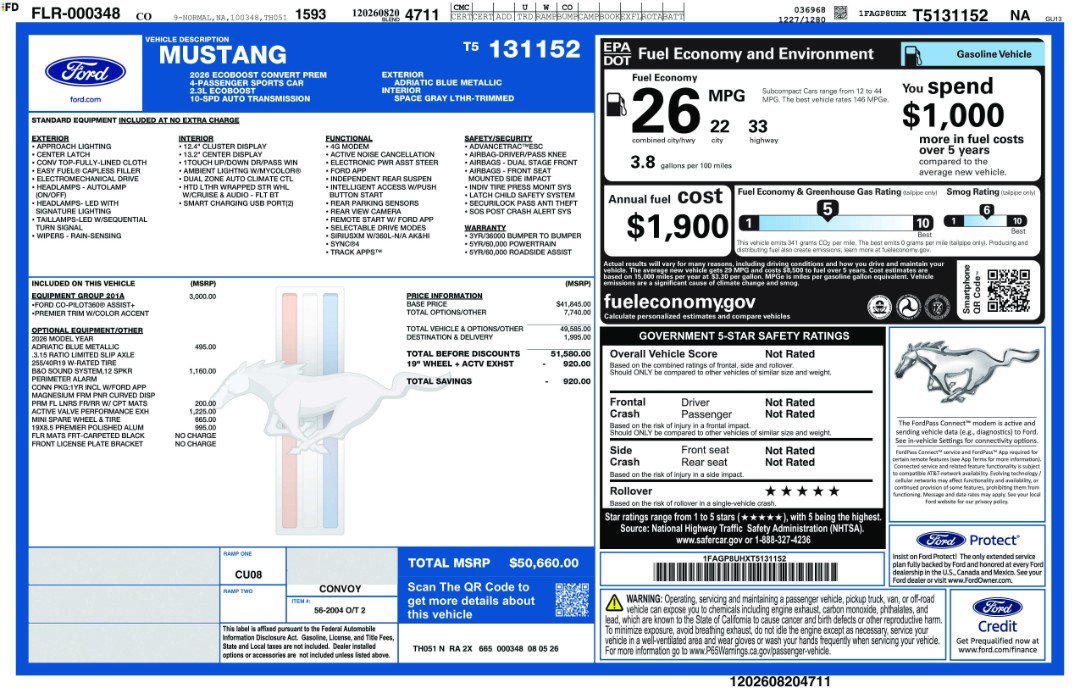 New 2026 Adriatic Blue Metallic Ford EcoBoost Premium image 11