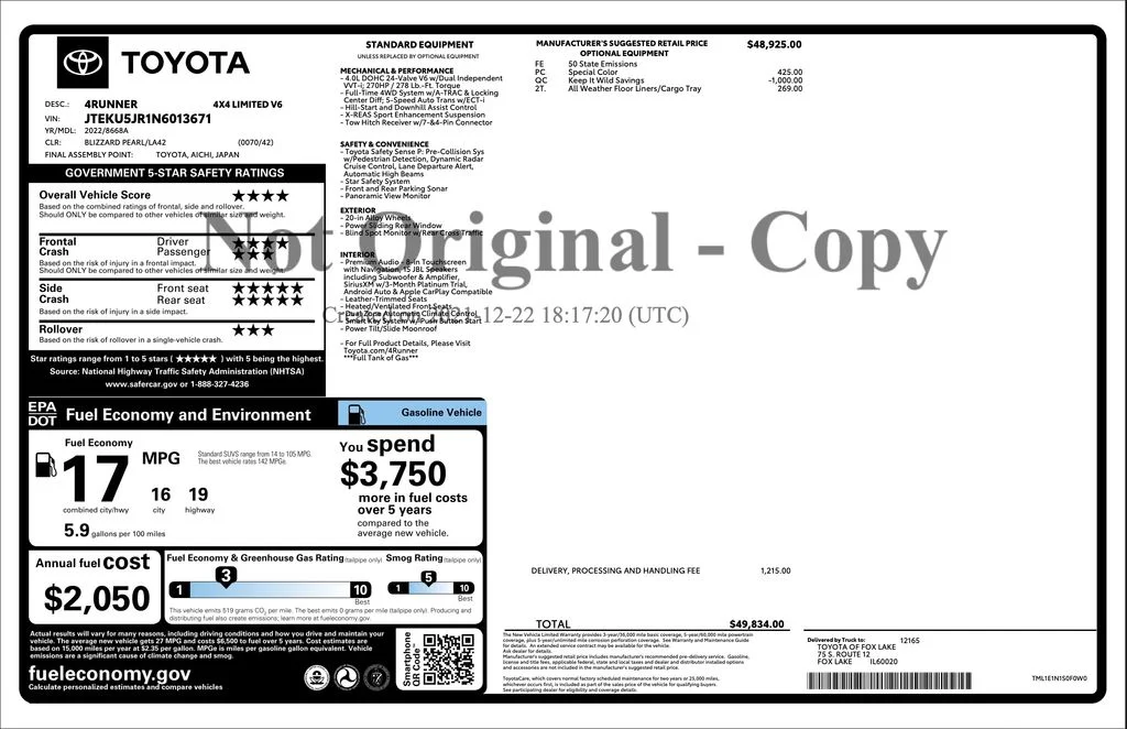 Used 2022 White Toyota Limited image 2