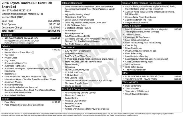 Certified Used 2026 Midnight Black Metallic Toyota SR5 image 32