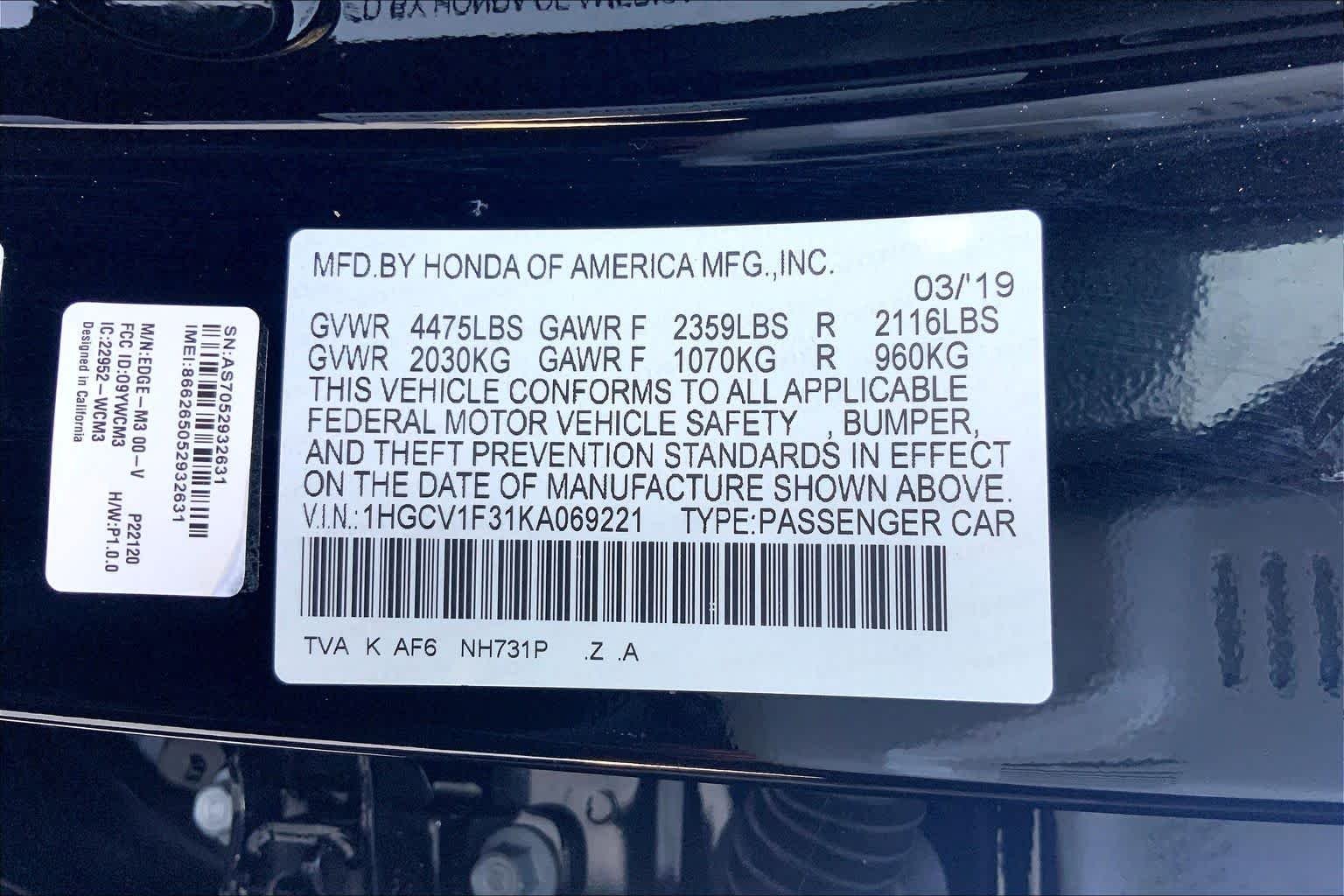Used 2019 Crystal Black Pearl Honda Sport 1.5T image 29
