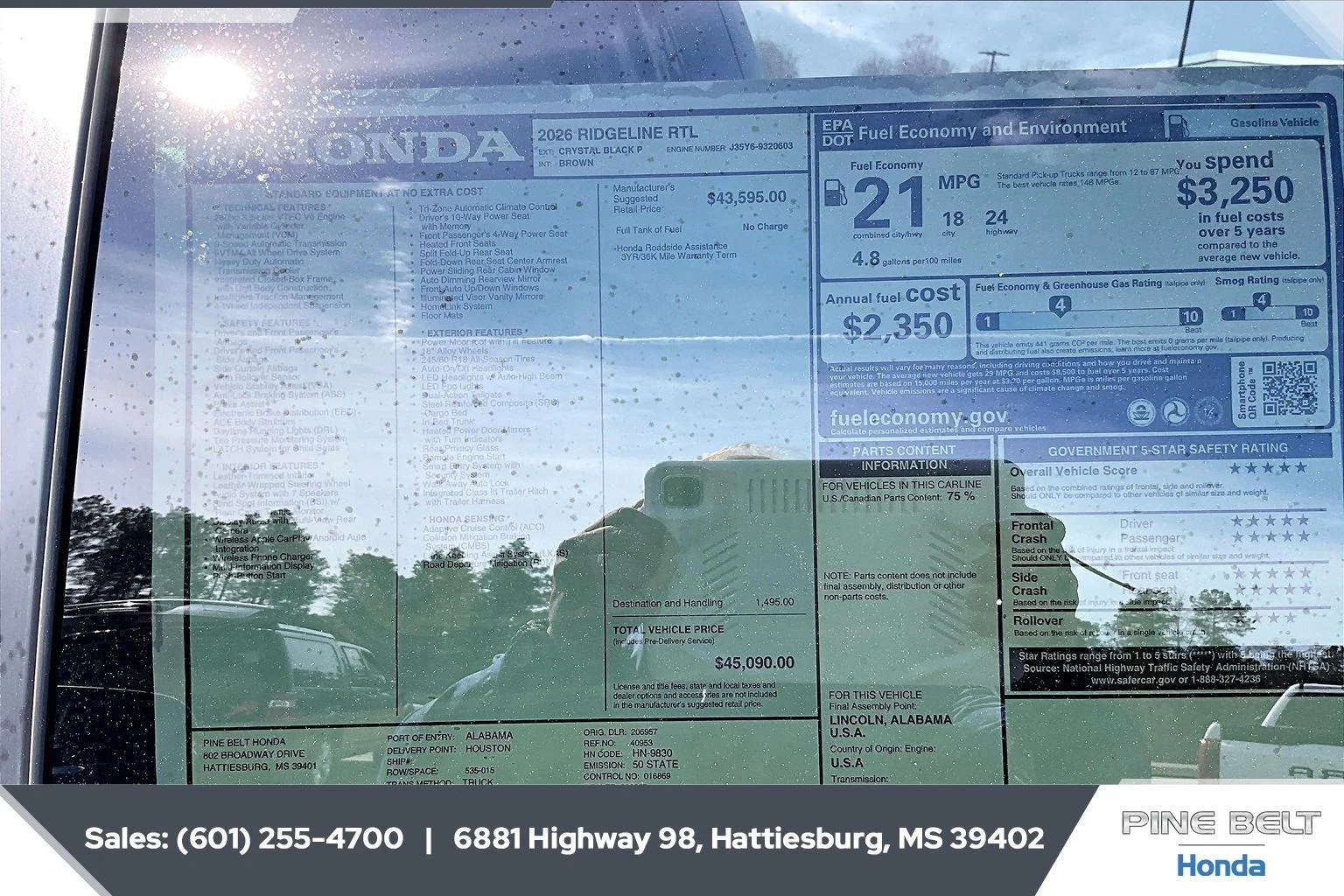 New 2026 Crystal Black Pearl Honda RTL image 12