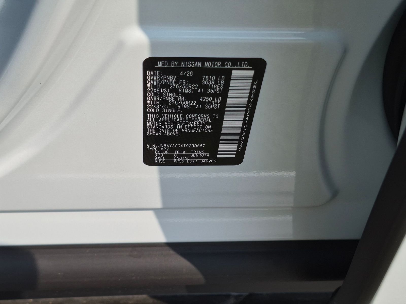 New 2026 Everest White TriCoat / Super Black Two-tone Nissan Platinum Reserve image 20