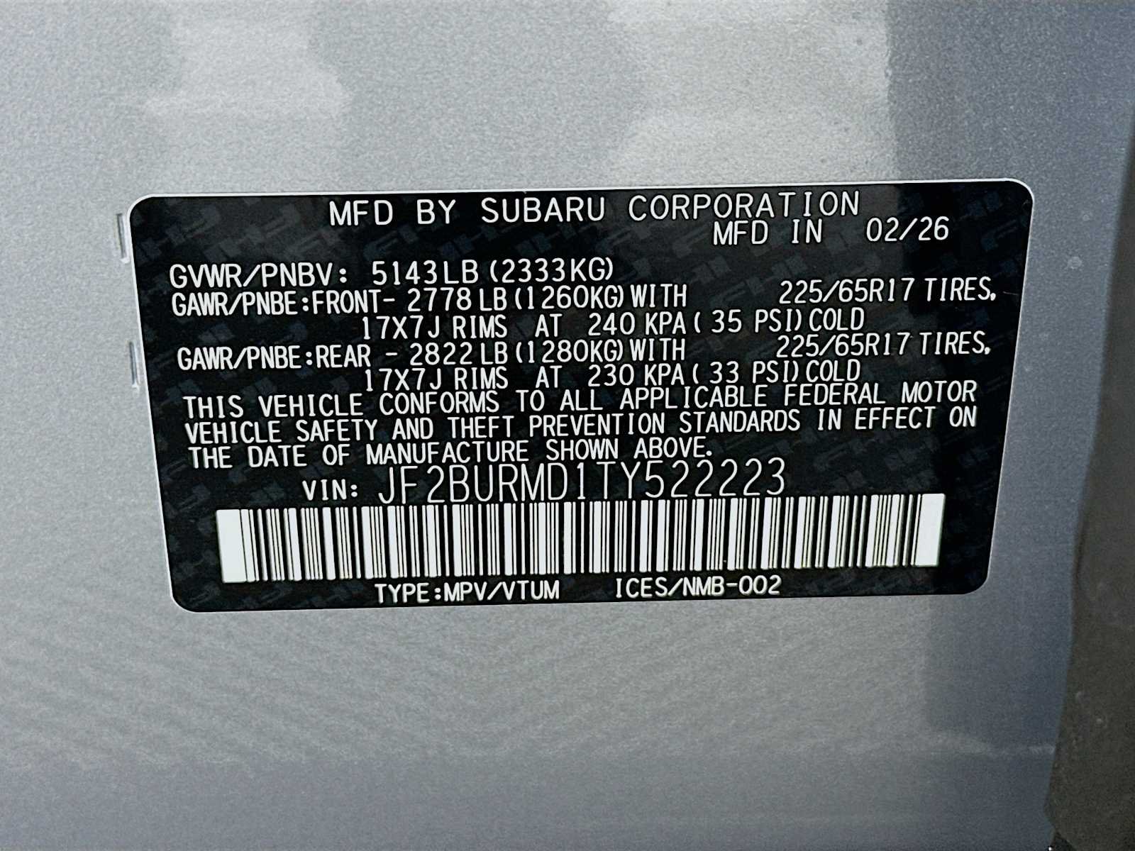 New 2026 ICE SILVER METALLIC Subaru Wilderness image 31