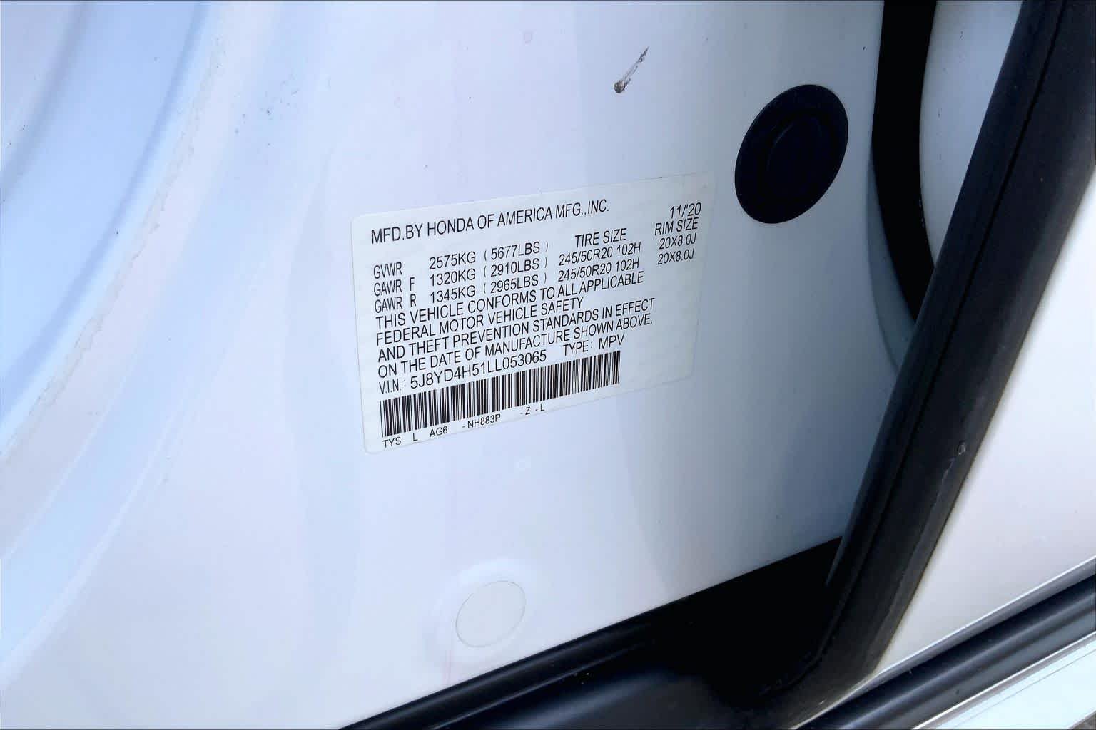 Used 2020 Platinum White Pearl Acura w/Technology Pkg image 32