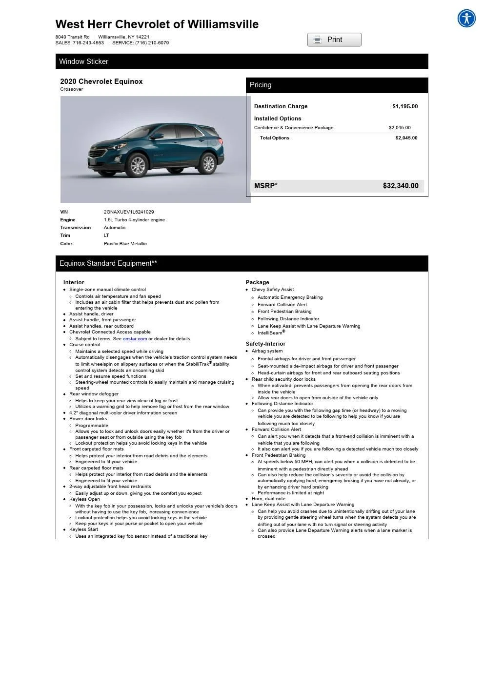 Used 2020 Pacific Blue Metallic Chevrolet LT image 5